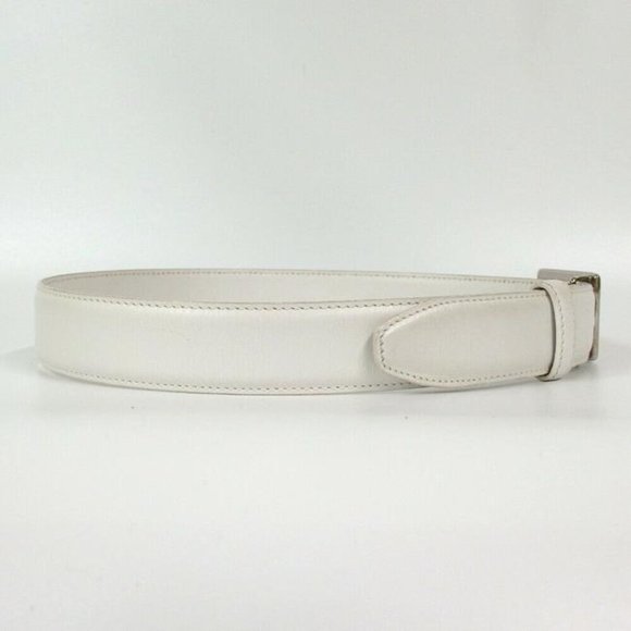 GUCCI White Tom Ford Era Chrome Square G Buckle main image 5